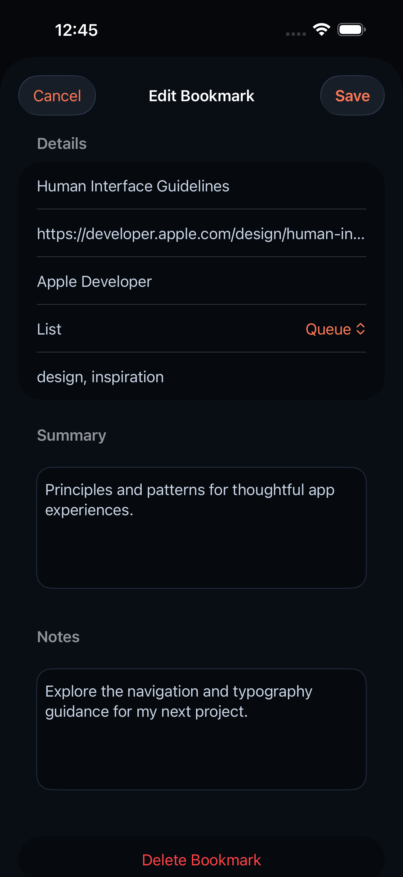 bookmarks: bookmarks iphone feature tags and notes