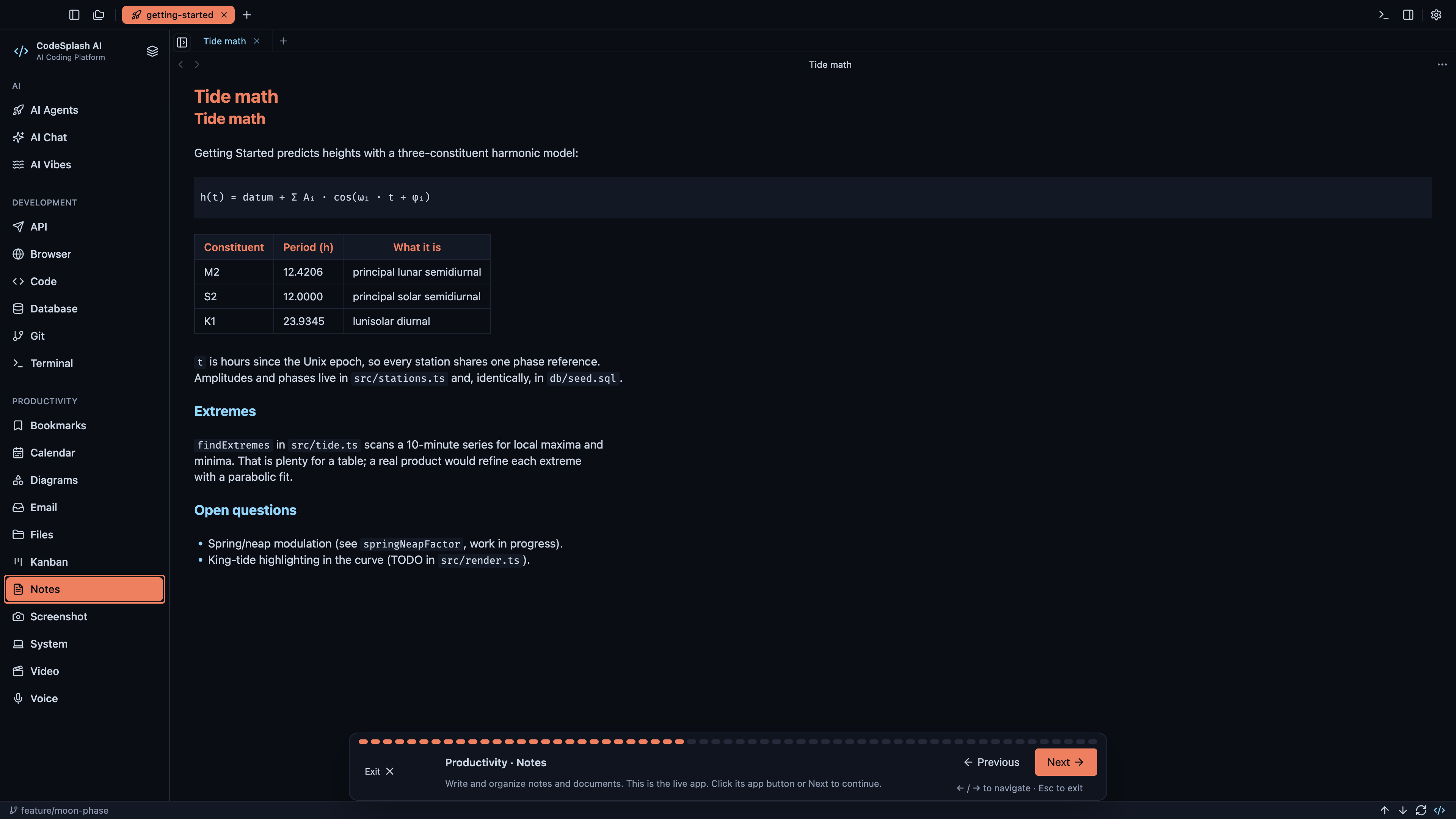 Project notes with a meaningful release plan