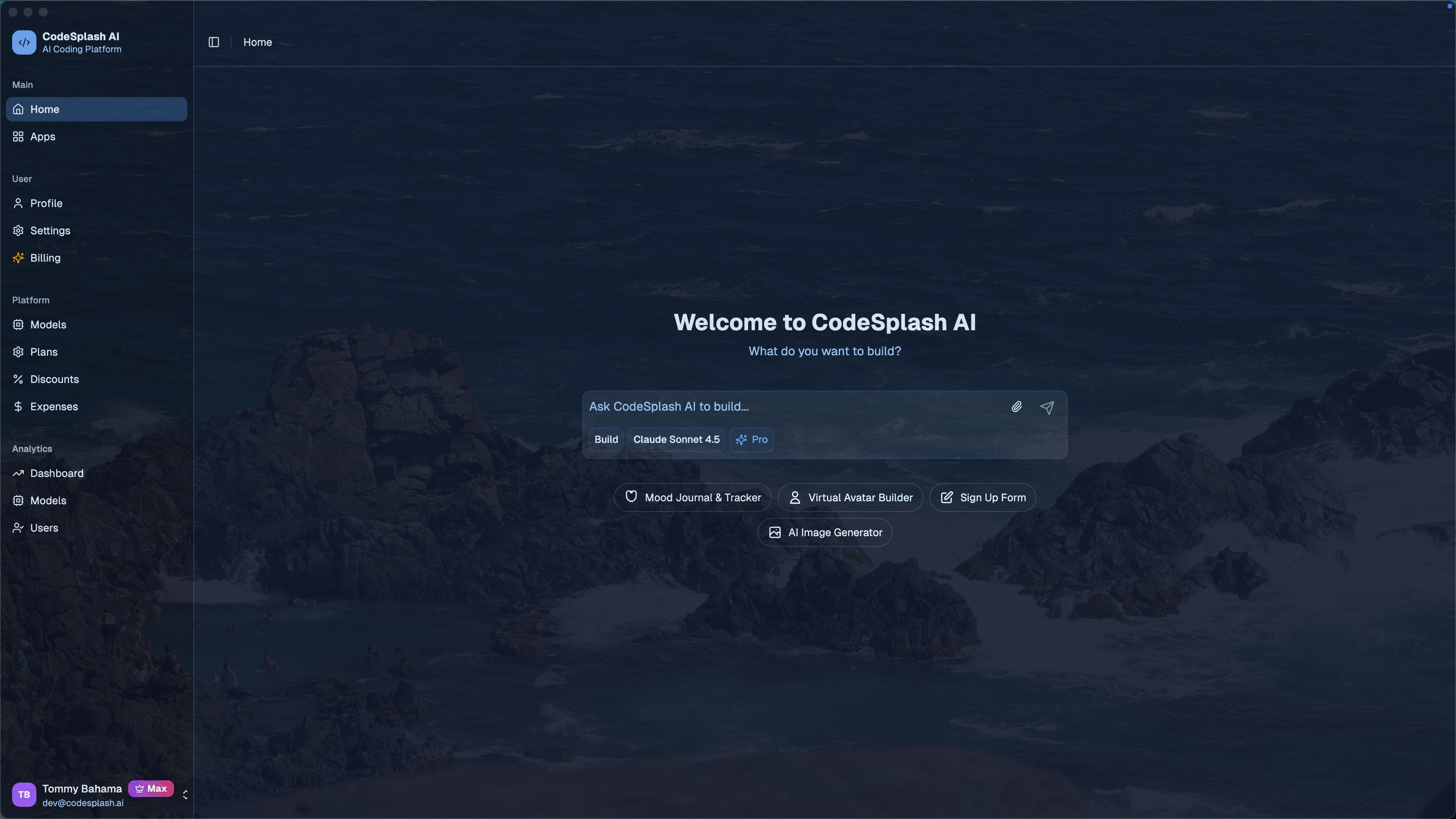 Start from the home prompt