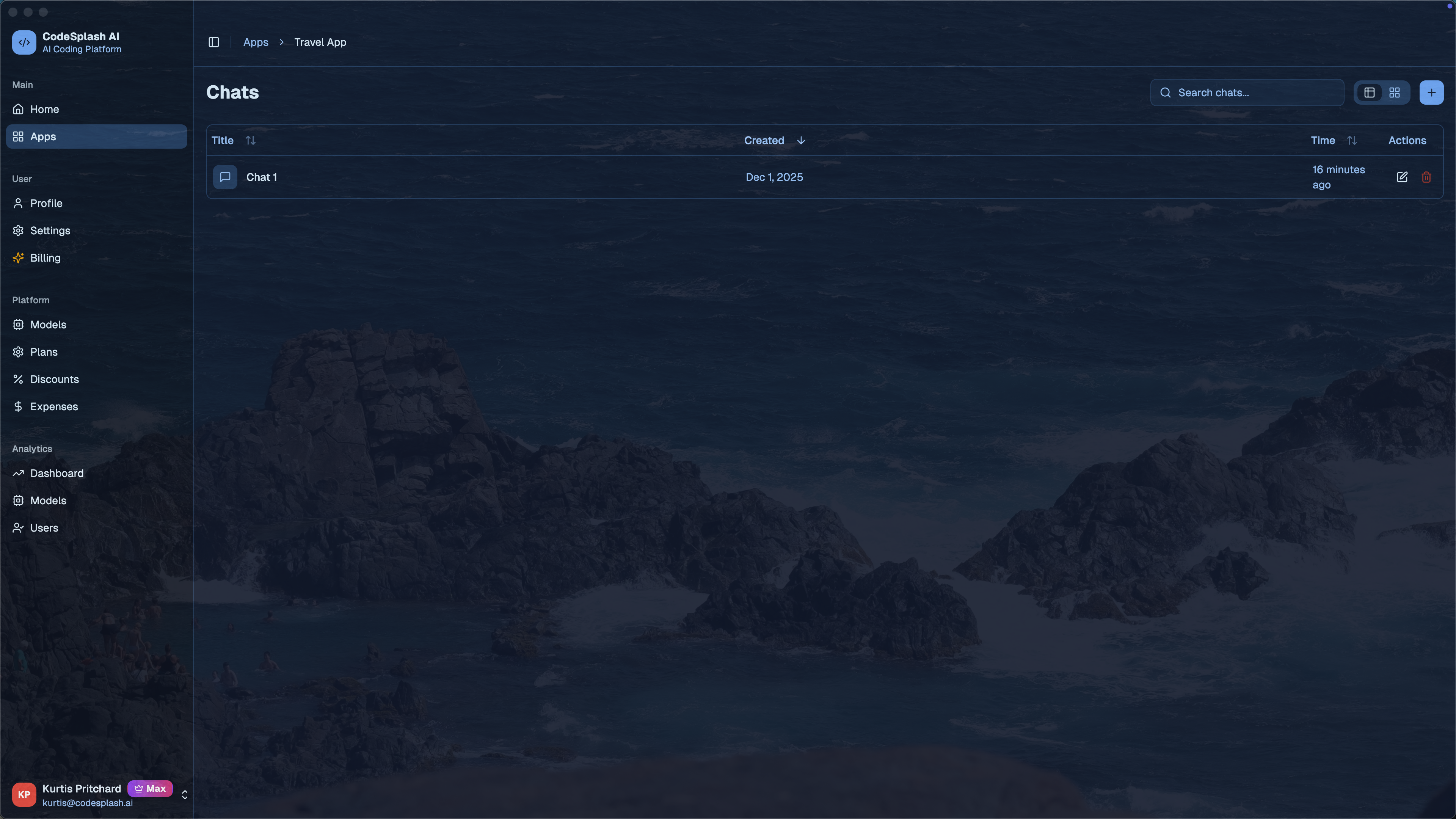 Chat history in list view