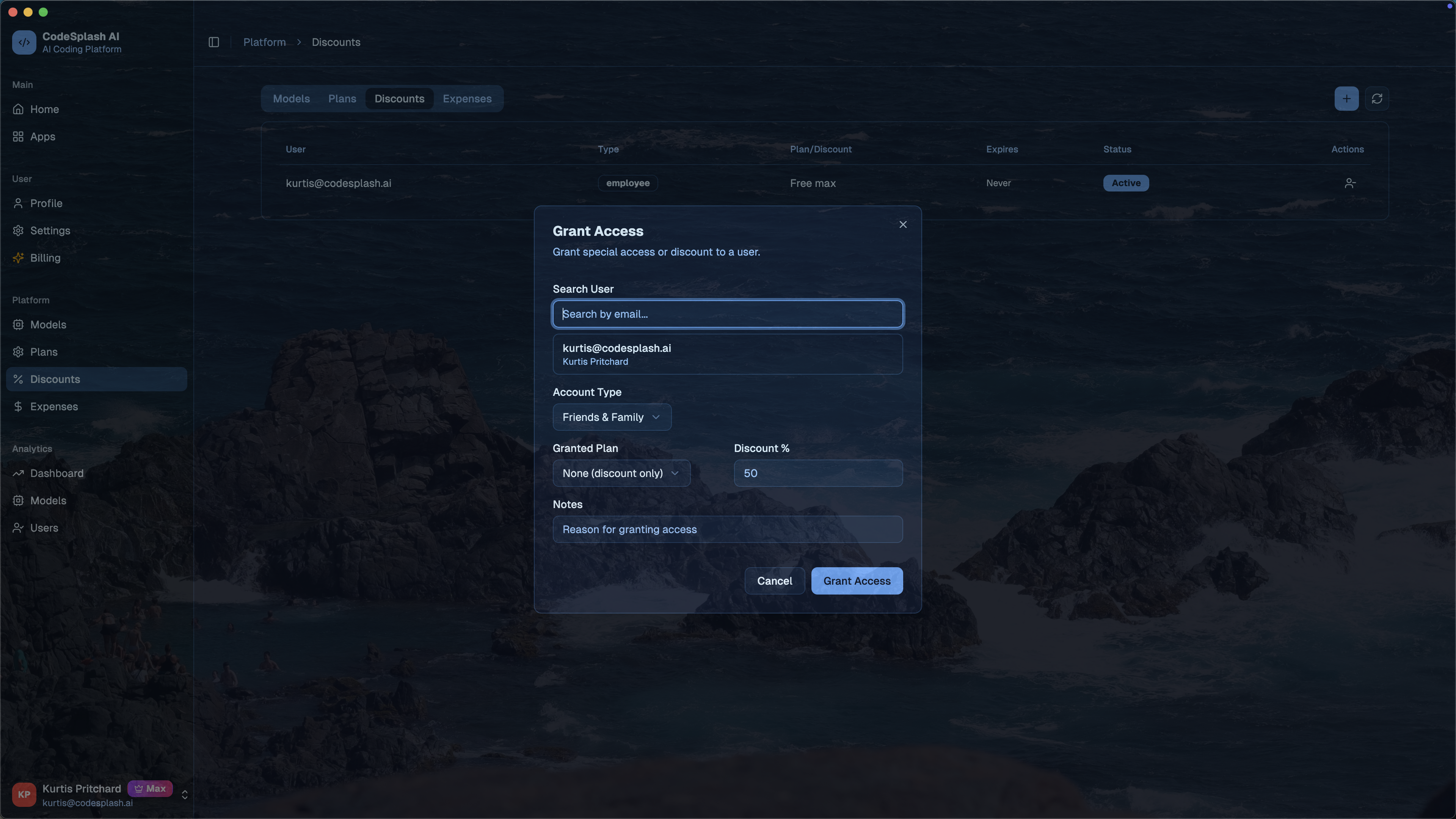 Grant access and promotions